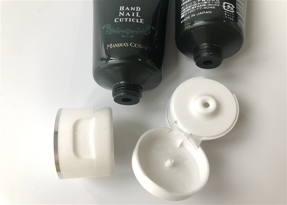 Black and green colored bead tube Hand Nail Cuticle 2 color screen printing hot stamping gold band Flip top cap 50g