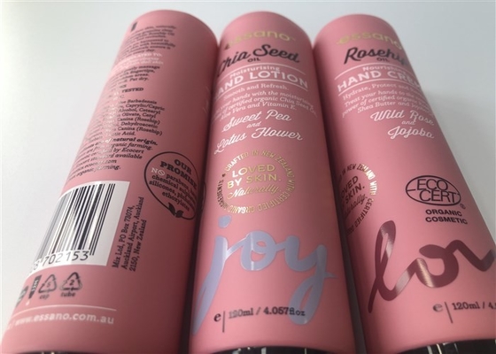 Pink Color Hand Crean Tube Packaging Hot Stamping Gold Black Flip Top Cap