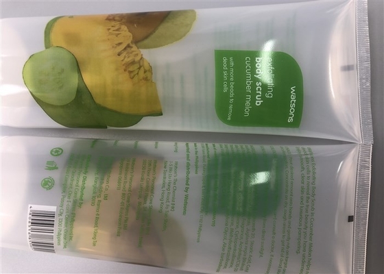 Natural 250ml Plastic Lotion Tubes Natural Flip Top Cap Cucumber Body Scrub Tail End