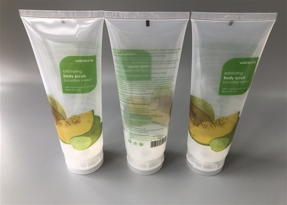 Natural 250ml Plastic Lotion Tubes Natural Flip Top Cap Cucumber Body Scrub Tail End