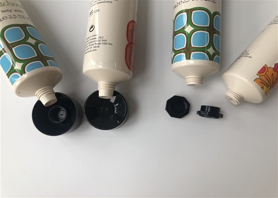Bottle Tube Packaging Light Yellow Color Body Wash Lotion 8 Color Ofsset Glossy With Black Cap 75ml