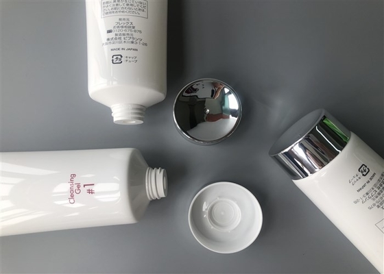 Milk White WEDOMORE Plastic Lotion Tubes 280g With Straight Flat Cap Silver Plated